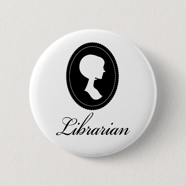 Stylish Silhouette Librarian Gift 6 Cm Round Badge (Front)