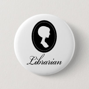 Stylish Silhouette Librarian Gift 6 Cm Round Badge