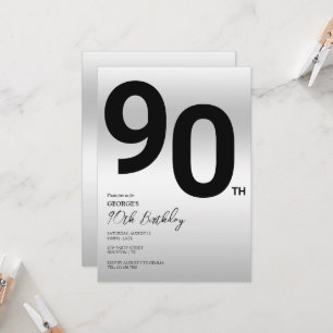 Stylish Silver 90th Birthday Party Invitation