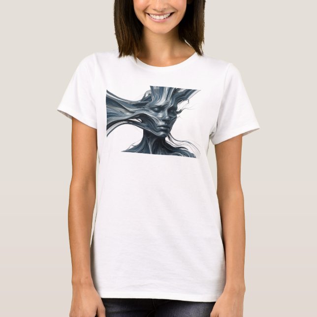 Stylish Silver Abstract Face Graphic Design T-Shirt (Front)