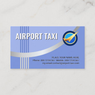 Stylish Silver Airplane Runway Airport Taxi Business Card