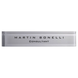 Stylish Silver Background Plain Customisable Nameplate
