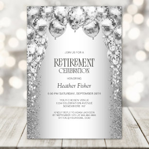 Stylish Silver Balloons Retirement Party Invitation