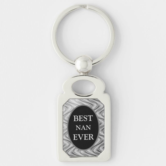 Stylish Silver Best Nan Ever design Key Ring (Front)