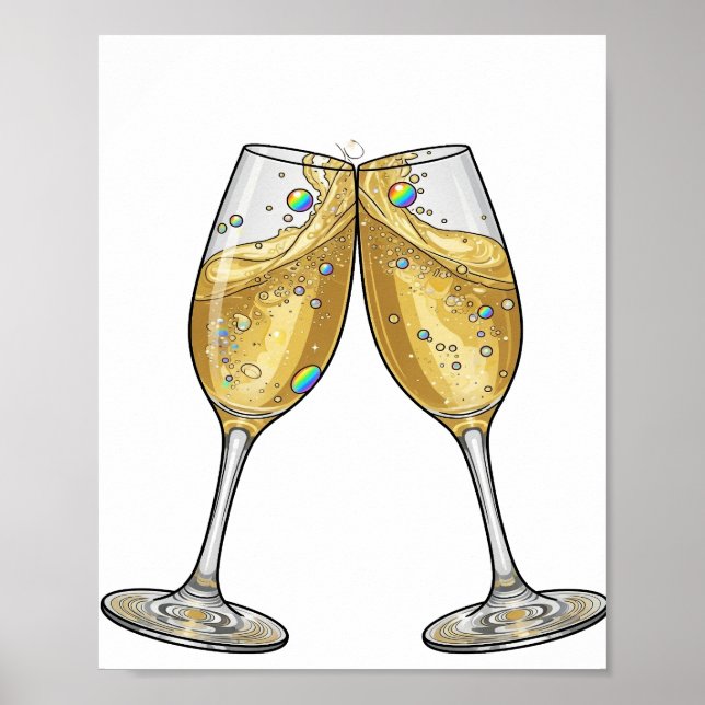 Stylish Silver CHEERS Modern Design Poster (Front)
