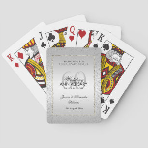 Stylish Silver Confetti 60th Diamond Wedding Playing Cards