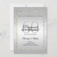 Stylish Silver Confetti 60th Wedding Save The Date