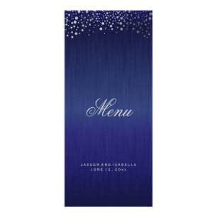 Stylish Silver Confetti Dots   Blue - Menu