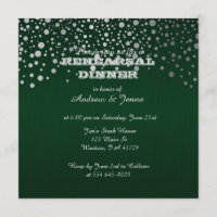 Stylish Silver Confetti Dots | Deep Dark Green