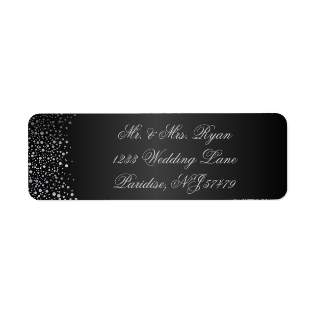 Stylish Silver Confetti Dots | Sheen Black (Front)