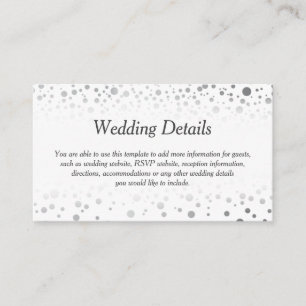 Stylish Silver Confetti Dots - Wedding Details Enclosure Card