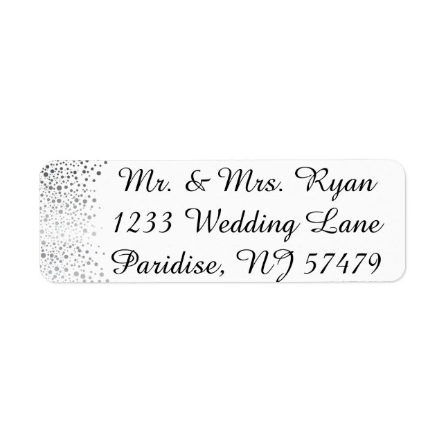 Stylish Silver Confetti Dots | White Background (Front)
