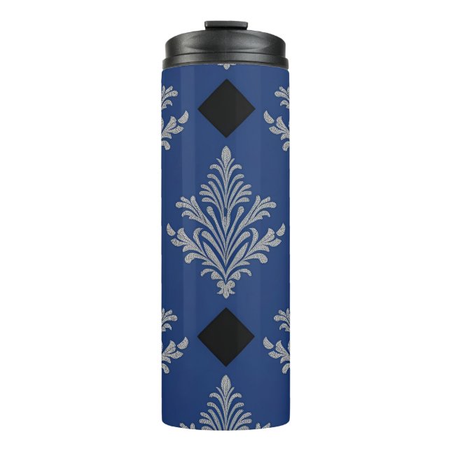 Stylish Silver Damask Thermal Tumbler (Front)