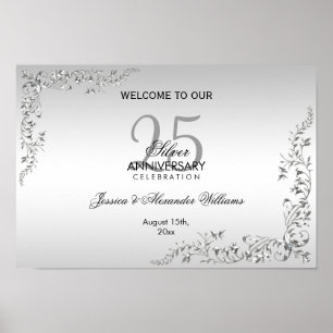 Stylish Silver Decoration 25th Wedding Anniversary