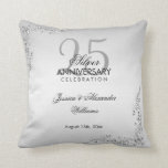 Stylish Silver Decoration 25th Wedding Anniversary Cushion<br><div class="desc">Stylish and elegant 25th wedding anniversary pillow, suitable for silver wedding anniversary events. Beautiful stylish silver swirls and flourishes corner decorations on a pretty silver background. All text is fully customisable to meet your requirements. If you need help to customise your product or would like matching products please contact me...</div>