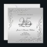 Stylish Silver Decoration 25th Wedding Anniversary Save The Date<br><div class="desc">Stylish and elegant save the date cards suitable for silver wedding anniversary events. Beautiful stylish silver swirls and flourishes corner decorations on a pretty silver background. All text is fully customizable to meet your requirements. If you need help to customize your product or would like matching products please contact me...</div>