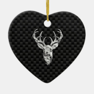 Stylish Silver Deer on Carbon Fibre Ceramic Tree Decoration