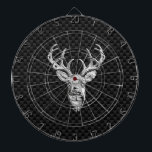 Stylish Silver Deer on Carbon Print Dartboard<br><div class="desc">A modern Deer Head bold Energy Spirit applique style. A white tail antlers buck trophy profile on a carbon fibre look background that is sure to make an impression on or off the trails. We also carry a wide selection of custom embroidered caps to complete your quest for that something...</div>