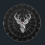 Stylish Silver Deer on Carbon Print Dartboard<br><div class="desc">A modern Deer Head bold Energy Spirit applique style. A white tail antlers buck trophy profile on a carbon fibre look background that is sure to make an impression on or off the trails. We also carry a wide selection of custom embroidered caps to complete your quest for that something...</div>