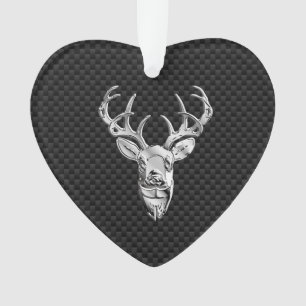 Stylish Silver Deer on Carbon Print Ornament