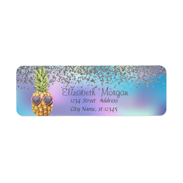 Stylish Silver  Diamonds Pineapple Holographic  (Front)