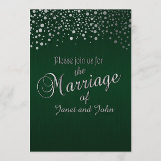 Stylish Silver Dots | Dark Green Invitation