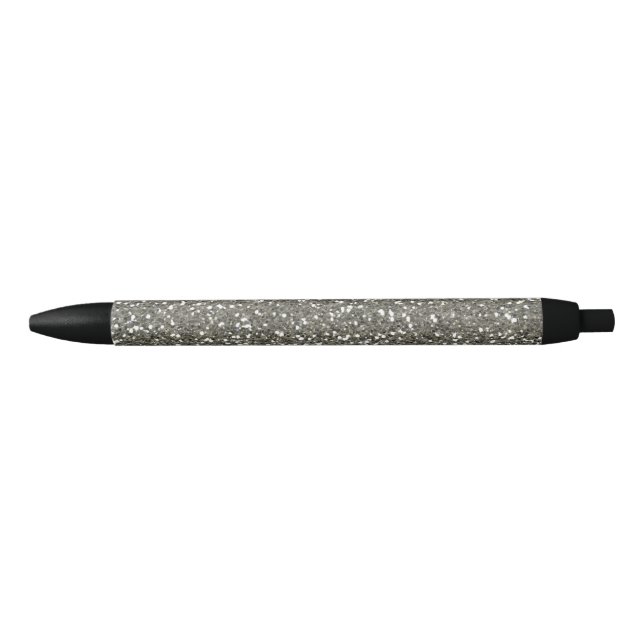 Stylish Silver Glitter Black Ink Pen (Front)