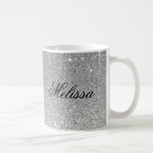 Stylish Silver Glitter Customized Mug