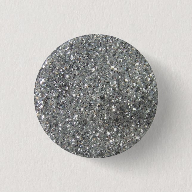 Stylish Silver Glitter Glitz Photo 3 Cm Round Badge (Front)