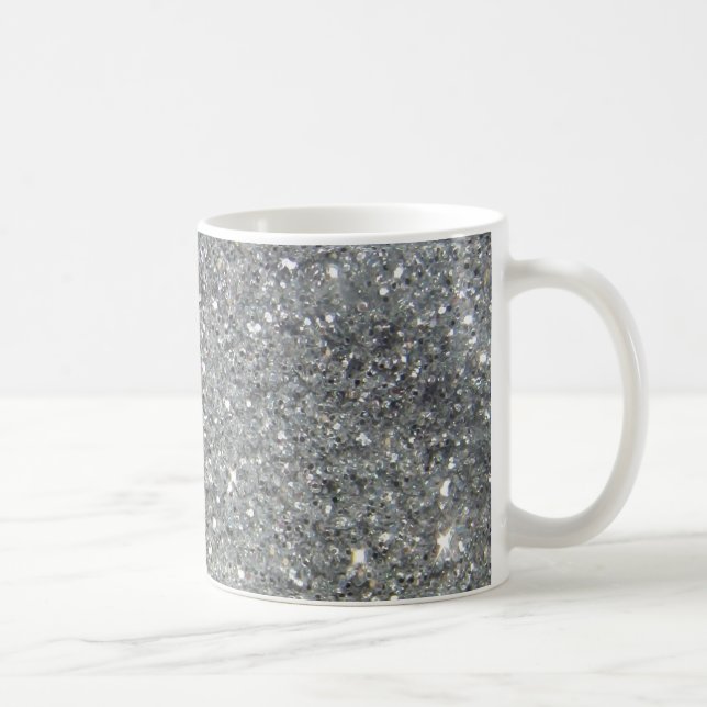 Stylish Silver Glitter Glitz Photo Coffee Mug (Right)