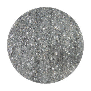 Stylish Silver Glitter Glitz Photo Cutting Board