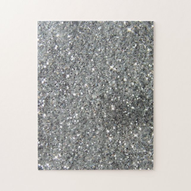 Stylish Silver Glitter Glitz Photo Jigsaw Puzzle (Vertical)