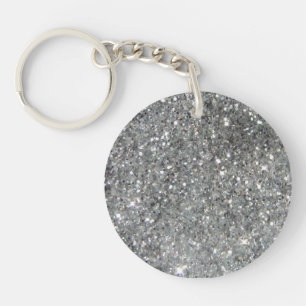 Stylish Silver Glitter Glitz Photo Key Ring