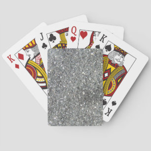 Stylish Silver Glitter Glitz Photo Playing Cards