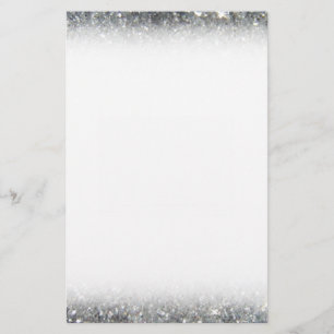 Stylish Silver Glitter Glitz Photo Stationery
