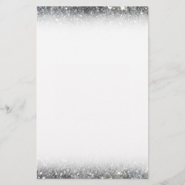 Stylish Silver Glitter Glitz Photo Stationery (Front)