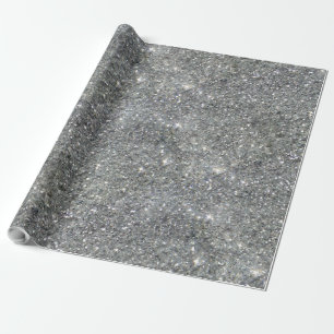 Stylish Silver Glitter Glitz Photo Wrapping Paper