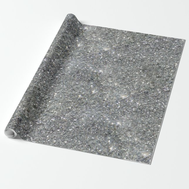 Stylish Silver Glitter Glitz Photo Wrapping Paper (Unrolled)