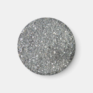Stylish Silver Glitter Glitz Print Magnet