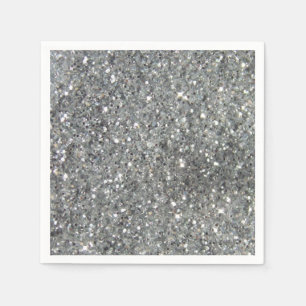 Stylish Silver Glitter Glitz Print Napkin