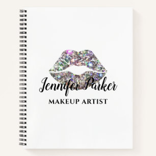 Stylish Silver Glitter Makeup Artist Business  Notebook
