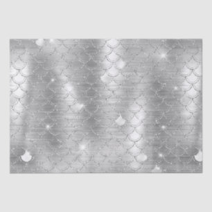 Stylish Silver Glitter Mermaid Fish Scales Pattern Tissue Paper