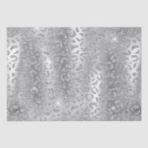 Stylish Silver Glitter Wild Leopard Spots Pattern Tissue Paper