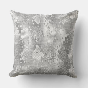 Stylish Silver Glitter Wild Snake Skin Pattern Cushion