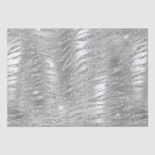 Stylish Silver Glitter Wild Tiger Stripes Pattern Tissue Paper