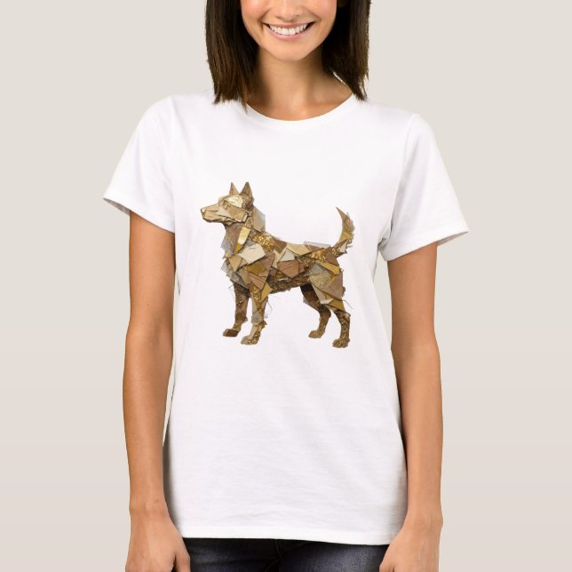 Stylish Silver GOLDEN DOG Statement Design T-Shirt (Front)