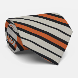 Stylish Silver Gray Navy Orange Red Stripe Pattern Tie
