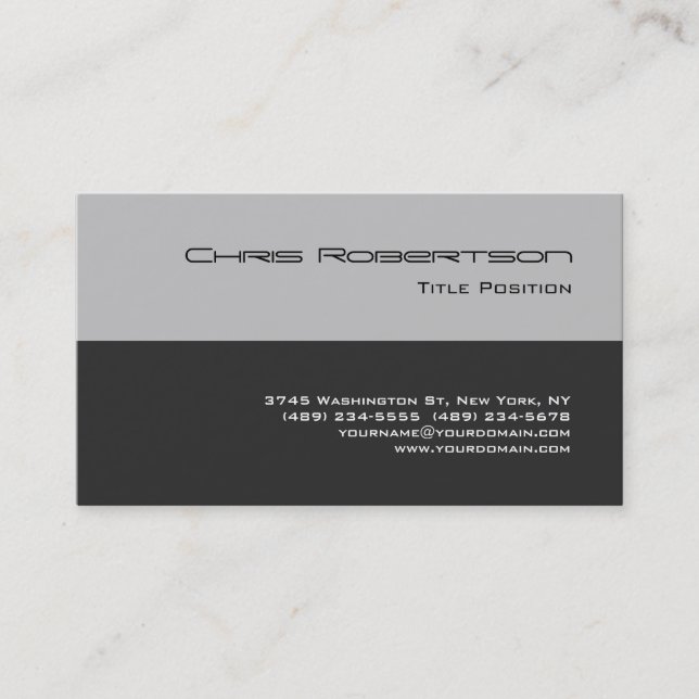 Stylish Silver Grey Charming Business Card (Front)