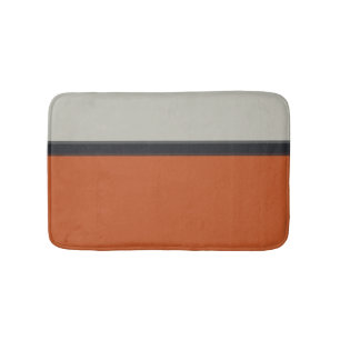 Stylish Silver Grey Navy Orange Red Stripe Pattern Bath Mat