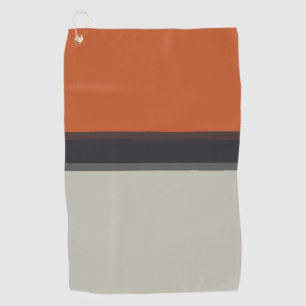 Stylish Silver Grey Navy Orange Red Stripe Pattern Golf Towel